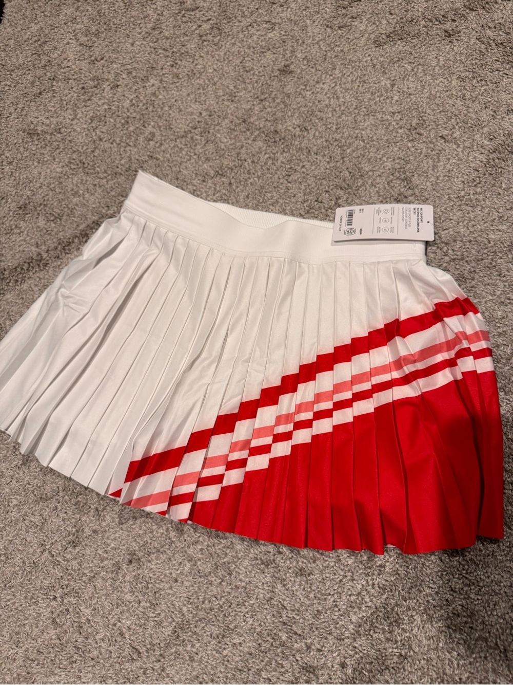 Athleta White and Red Pleated Skater Skirt